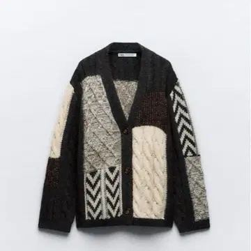 ZARA 패치워크 니트 가디건