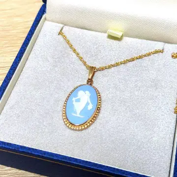 새상품급 박스 포함 WEDGWOOD 목걸이 재스퍼 웨지우드 골드