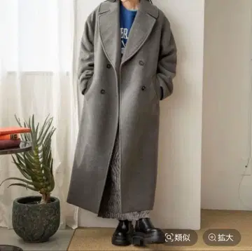 미사용 새상품 로리즈팜 메리노울 더블 코트 그레이 롱 코트