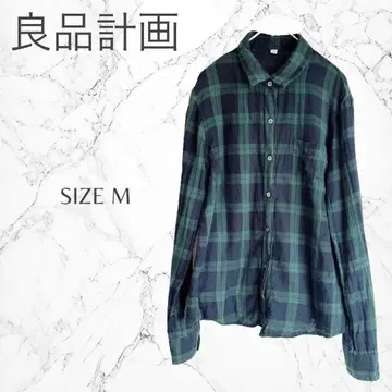 무인양품 데일리 성숙 캐주얼 깔끔한 겉옷 체크 무늬 셔츠 M