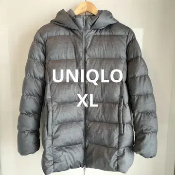 유니클로 후드 부착 다운 코트 그레이 XL 사이즈