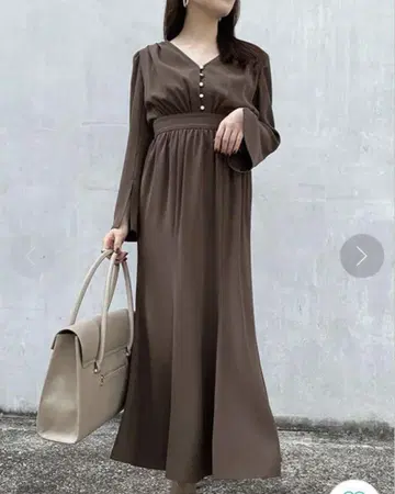 아뉴앙스 anuans 머메이드 플레어 슬리브 원피스 ( BROWN)