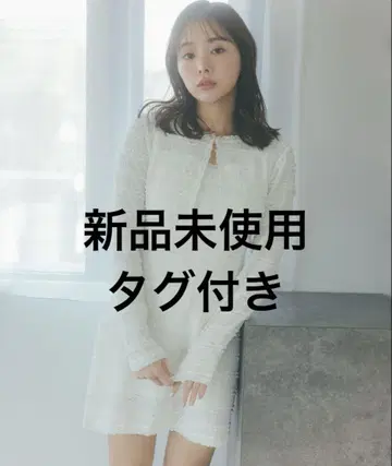 SNIDEL 가디건 세트 컷 레이스 원피스 화이트