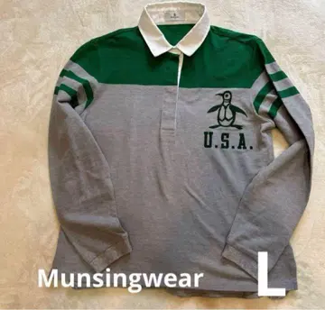 [ 새상품급 ] Munsingwear 긴팔 빅 로고 펭귄 피케 셔츠 골프