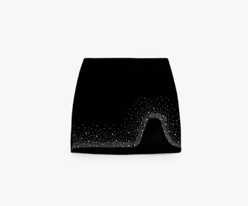 ZARA 큐빅 벨벳 미니 스커트 S