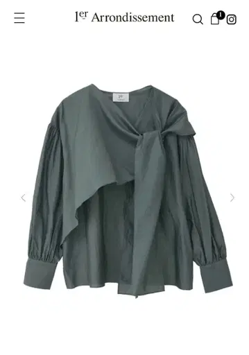 프리미에 아롱디스망 실크 보타이 블라우스 그린 38