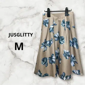 JUSGLITTY 저스길리티 M 스커트 무릎 기장 플레어 꽃무늬