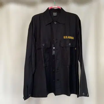U.S. ALPHA 블랙 밀리터리 셔츠