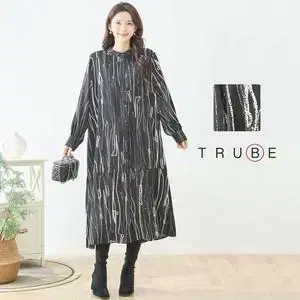 미사용 새상품 TRUBE [ M~L ] 모던 라인 프린트 셔츠 원피스