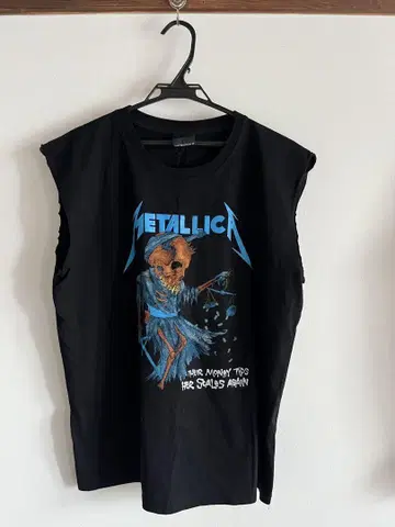 METALLICA 슬리브리스 T셔츠 블랙 100% 코튼