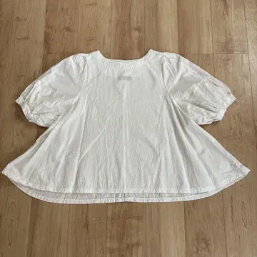 melange 화이트 오부 소매 상의
