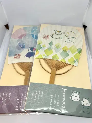 나츠메 우인장 냥코 선생님 미니 코반 부채 2장 세트