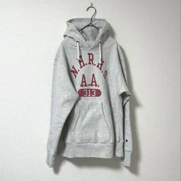 Champion 후드티 빨간색 단색 택 복각 USA제