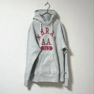 Champion 후드티 빨간색 단색 택 복각 USA제