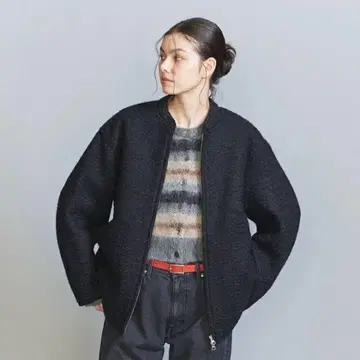 뷰티&유스 유나이티드 애로우즈 부클레 더블 지퍼 블루종 블랙