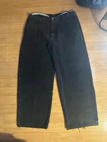 [ fuv ] 블랙 데님 와이드 팬츠