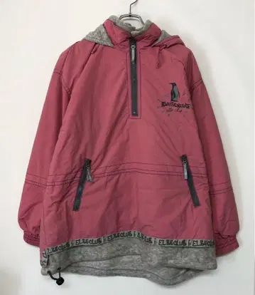 elbe club 구제 의류 플리스 절개 풀오버 후드 부착 나일론 자켓