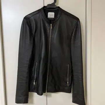블랙 가죽 싱글 라이더 자켓