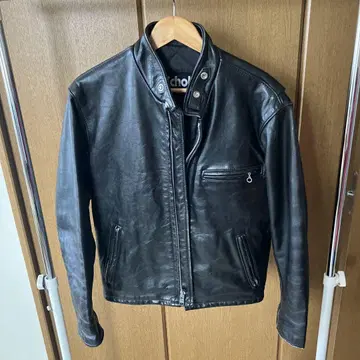 Schott 블랙 가죽 라이더 자켓