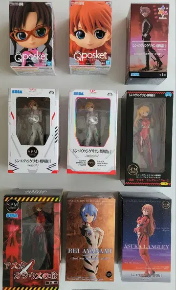 에반게리온 피규어 세트 (9개) 아스카 레이 Qposket SPM