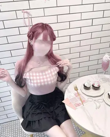 HONEY MEW 깅엄 트윈 리본 상의 핑크 허니뮤우