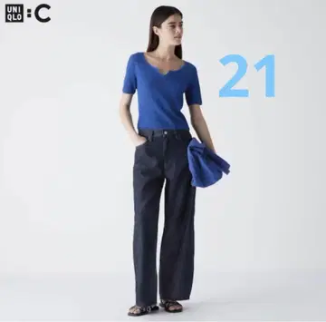 UNIQLOC 와이드 스트레이트 청바지 네이비 21