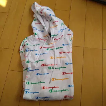 Champion 컬러풀 로고 후드티 M