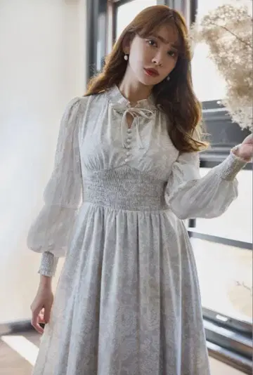 Winter Floral Long-sleeve Dress