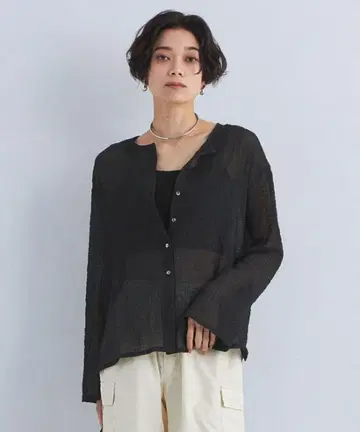 그린 라벨 릴랙싱 시어 포코포코 크루넥 가디건