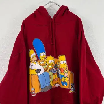 USA 구제 의류 the simpsons 심슨 후드티 크림슨
