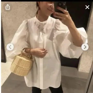yori 리본 퍼프 슬리브 블라우스