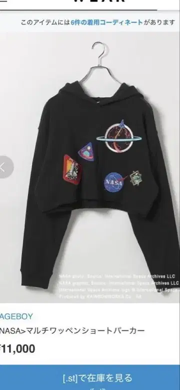페이지 보이 숏 기장 후드티 NASA
