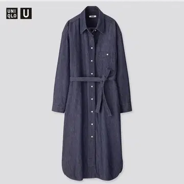 [ 새상품급 ] UNIQLO 다크 블루 데님 셔츠 원피스 긴팔