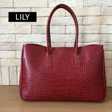 LILY REAL MIND 천연 가죽 토트백 악어 엠보싱