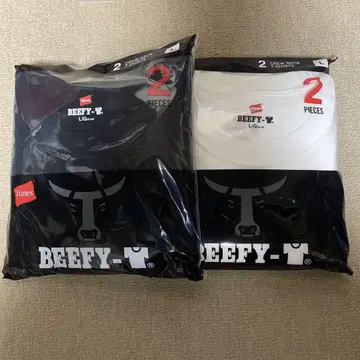 Hanes 헤인즈 BEEFY-T 반팔 티셔츠 상의 화이트 블랙