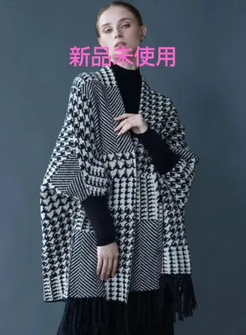 야마다야 아가 Aga 니트 판초 (블랙x멜란지 그레이)