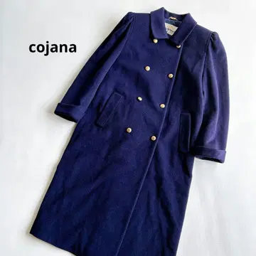 cojana 코너 도쿄 스타일 울 코트 어깨 패드 골드 버튼 네이비
