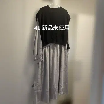 블랙 그레이 긴팔 티셔츠 원피스 4L 사이즈