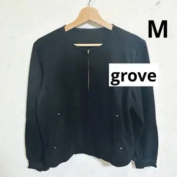 grove 그로브 벨로아풍 지퍼 블루종 블랙 사이즈 M