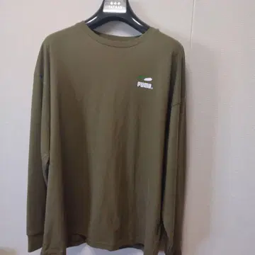 PUMA 올리브색 긴팔 티셔츠 XL