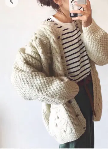 kastane 케이블 니트 볼륨 가디건