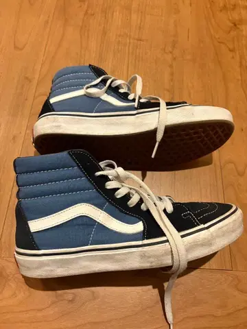 블랙 네이비 스웨이드 캔버스 절개 VANS SK8-HI US7