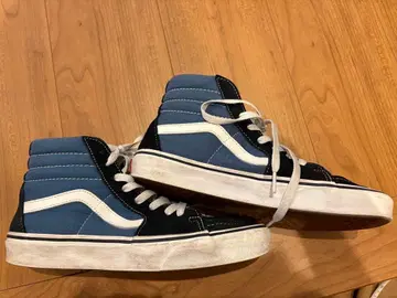 반스 블랙 네이비 스웨이드 캔버스 절개 VANS SK8-HI US7