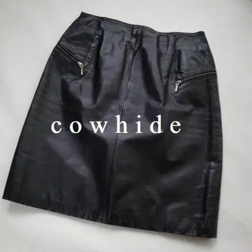 [ 배송비 포함 ] COWHIDE 블랙 리얼 가죽 미니 스커트