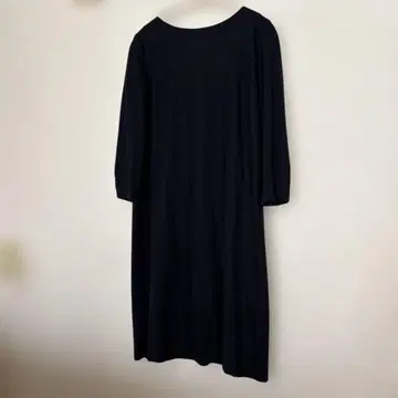 자유구 네이비 7부 소매 울 소재 원피스 백 지퍼 포함