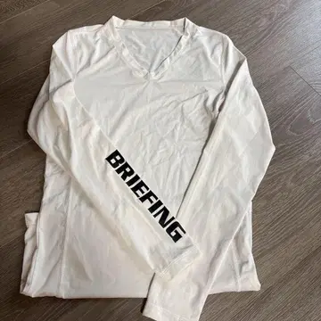 BRIEFING 화이트 V넥 긴팔 셔츠