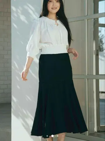 릴암비션 [ S ] 머메이드 실루엣 스커트 롱 스커트 블랙