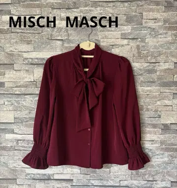 MISCH MASCH 버건디 리본 포함 셔츠