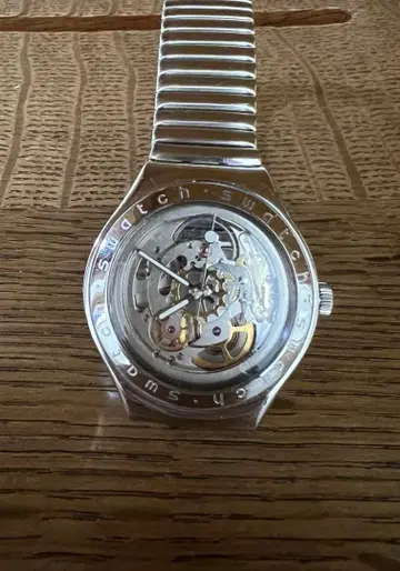 스와치 아이러니 자동 와인딩 스켈레톤 손목시계