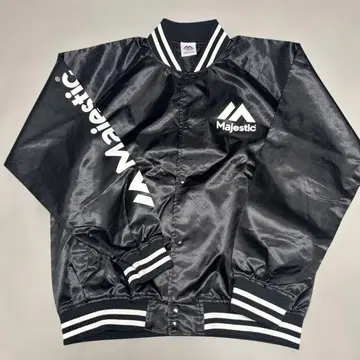 얇은 소재 lMajestic 블랙 바시티 자켓 X-LARGE